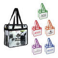Zippered PVC Transparent Clear Vinyl Tote Event Shopping Travel Bag With Zi